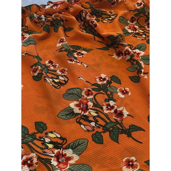 Twine and String Multi Color Flower Print Blouse Kimono Sleeve Size Small Orange - Picture 2 of 4